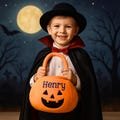 Personalized Halloween Basket - Custom Pumpkin Bucket with Name, Embroidered Trick or Treat Bag, Pumpkin Bucket for Kids, Gift for Child