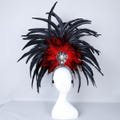 Black Feather Crown, Halloween Feather Headdress, Gothic Showgirl Costume Hat, Cosplay Costume Headpiece, Festival & Stage Accessories