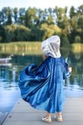Magic cape for childe “Snow Queen”, fairy tale character costume for carnival, frozen costume for girl, blue velvet cape for birthday party