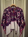 VINTAGE HandMade Guatemalan Cape Shawl Handwoven Mayan Huipil Embroidered