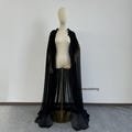 Black Chiffon Cape With Lace Wings- Flowy, Dramatic Design for Stage, Halloween & Cosplay