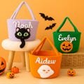 Custom embroidered Halloween candy baskets, trick or treat totes with soft rope handles, kids pumpkin buckets, trick or treat totes
