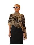 Beaded Cape Fringe Beaded Tassel Elegant Luxurious Sparkle Unique Embroidered Bead Heavy Hand Beaded Hand Sewn Shoulder Accessory for Dress