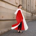 Red Large Cloak with Hood, Christmas Costume Cape, Halloween Hooded Cloak, Winter Warm Cape for Adults