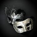 Black and Silver Masquerade Mask: Couple's Party Mask