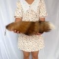 18" Fluffy Big Fox Tails Cosplay Tails Cosplay Fox Tails Natural Fox Tails with Keychains Brown Cosplay Fox Tails