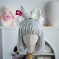 White Cat Ear Headband, Plush Furry Costume Ears, Cute Elegant Cosplay Hairband for Girls, Kawaii Gift, Cosplay Accessory, Furry Convention