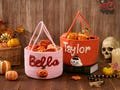 Trick or Treat Basket, Personalized Halloween Basket, Custom Baby Basket with Name, Pumpkin Basket, Baby Name Cotton Basket, Halloween Gifts