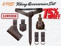 6-Piece Renaissance Costume Accessories Set – Viking Sword Frog, Pouch, Skirt Clip, Horn Holster, Leather Belt for Cosplay & LARP