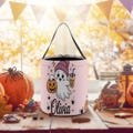 Custom Name Halloween Bag – Personalized Trick or Treat Tote – Reusable Candy Gift Bag for Kids Party Favor Holiday Storag