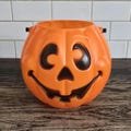 Vintage 1990s Jack-O-Lantern Blow Mold Halloween Trick Or Treat Pumpkin Bucket