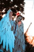 Large movable white Angel wings with bloody painting for Cosplay anime Costume/photo props/firebird/Halloween outfit