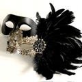 Black Gold Masquerade Mask: Feather Party Mask