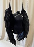 Wings for Halloween cosplay costume adult, wings demon cosplay, devil costume, wings with horns, dark cupid wings, angel wings, raven wings
