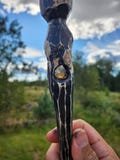 Spruce and Citrine Wand preserving natural curves in the wood 14.3in