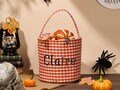 Personalized Halloween Bucket, Trick or Treat Bag, Embroidered Halloween Basket with Name, Halloween Gift for Kids, Toddler, Candy Tote Bag