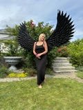 Black Folding Wings – Sparkly Costume Wings for Cosplay, Halloween, Dance, Photoshoot, Festival, Stage Performance