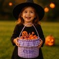Custom Halloween Candy Basket, Halloween Gift, Personalized Name Halloween Candy Tote, Halloween Bag for Kids, Trick or Treat Tote Bag