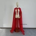 Red Chiffon Cape With Lace Wings- Flowy, Dramatic Design for Stage, Halloween & Cosplay