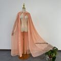 Light Orange Chiffon Cape, Fairy Cape For Women, Flowing Cape, Wedding Cape, Halloween Cosplay Cape
