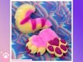 Yellow and Pink Husky Set | Fursuit Tail | Curled Tail | Fursuit Paws | Handpaws