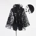 Black Bat Cape for Halloween – Sheer Vampire Costume Cloak with Hood