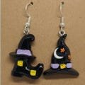 Handmade Witch's Boot & Witch's Hat Dangle Earrings NWOT Ladies Halloween Party