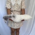 18" Fluffy Big Fox Tails Cosplay Tails Cosplay Fox Tails Natural Fox Tails with Keychains White Gray Ombre Cosplay Fox Tails