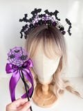 Halloween Bat Crown Headpiece Set: Magic Wand & Sash - Spooky Costume