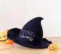 Embroidered wizard hat-costumes for halloween-Magicians hat-custom witch hat-witches' night-Embroidered Name-Halloween gift-Wool Wizard Hat4