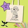 Color-Your-Own Pirate Themed Halloween Tote Bag: Personalizable Kids' Craft Candy Bag