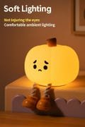 Rechargeable Pumpkin Night Light: Soft Silicone Halloween Decor