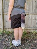 14” yarn tail handmade - furry tail, therian tail, brown, black, grey, white