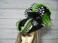 Black and Green Pirate Hat, Halloween Beetlejuice Inspired Pirate Hat, 22" inside circ.
