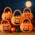 Custom Pumpkin Bucket with Name, Personalized Halloween Basket -  Embroidered Trick or Treat Bag, Pumpkin Bucket for Kids, Gift for Child