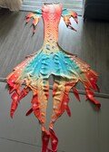 Bright mermaid tail for swimming for photo shoot orange multicolored long fish tail free diving for underwater photos tail for swimming XXS