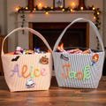 Halloween Candy Basket with Name, Personalized Trick or Treat Tote Bag, Candy Bucket, Custom Kids Pumpkin Pail, Gift for Boys and Girls